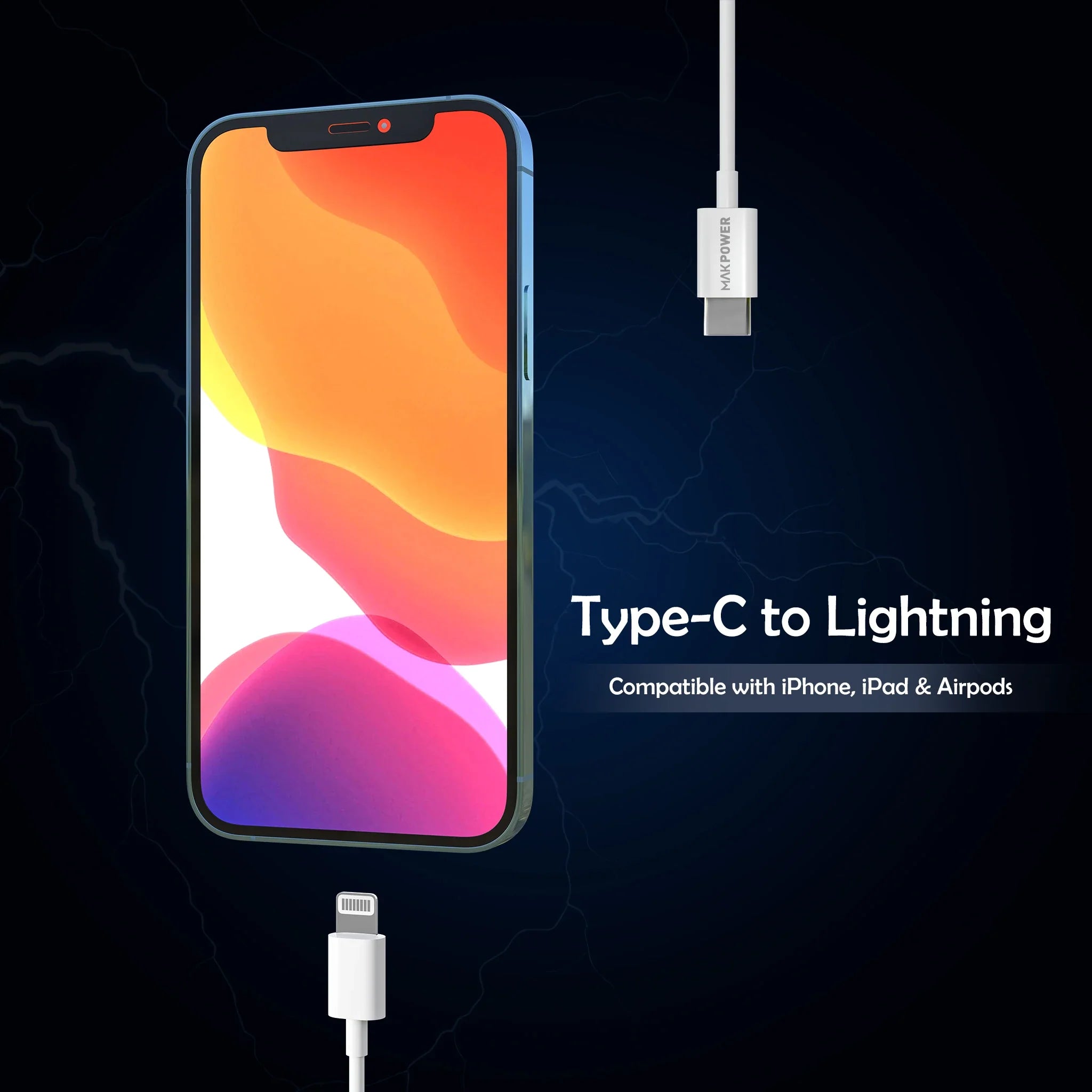 Fast Durable and Tangle-Free 45W USB-C to Lightning Charging Cable for iPhone 14/13/12