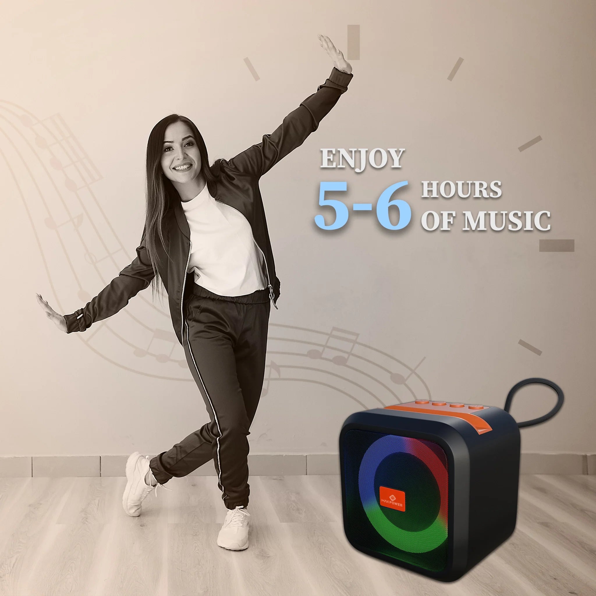 MakPower Endless Beats 10W Bluetooth Mini Speaker Black with 6 Hours Playback