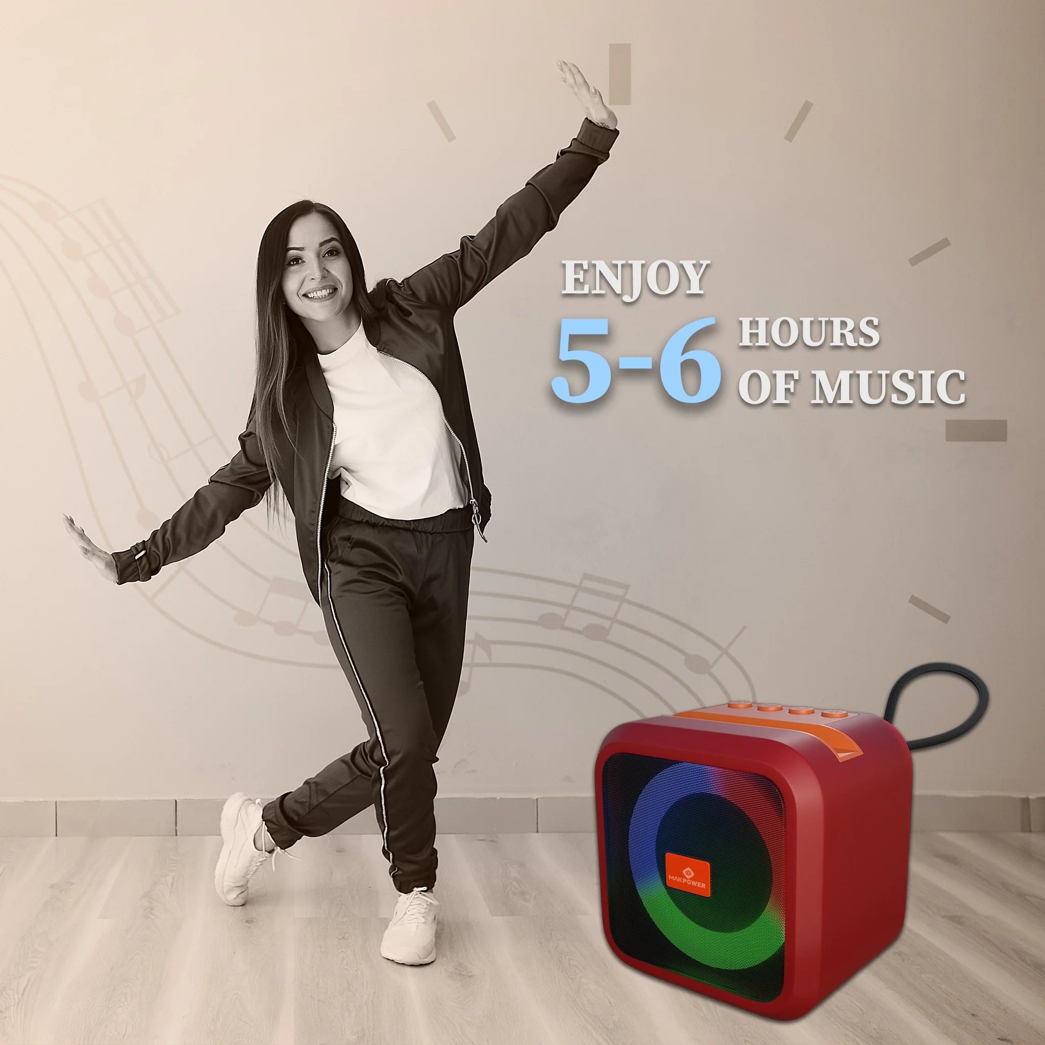 MakPower Endless Beats 10W Bluetooth Mini Speaker red with 6 Hours Playback