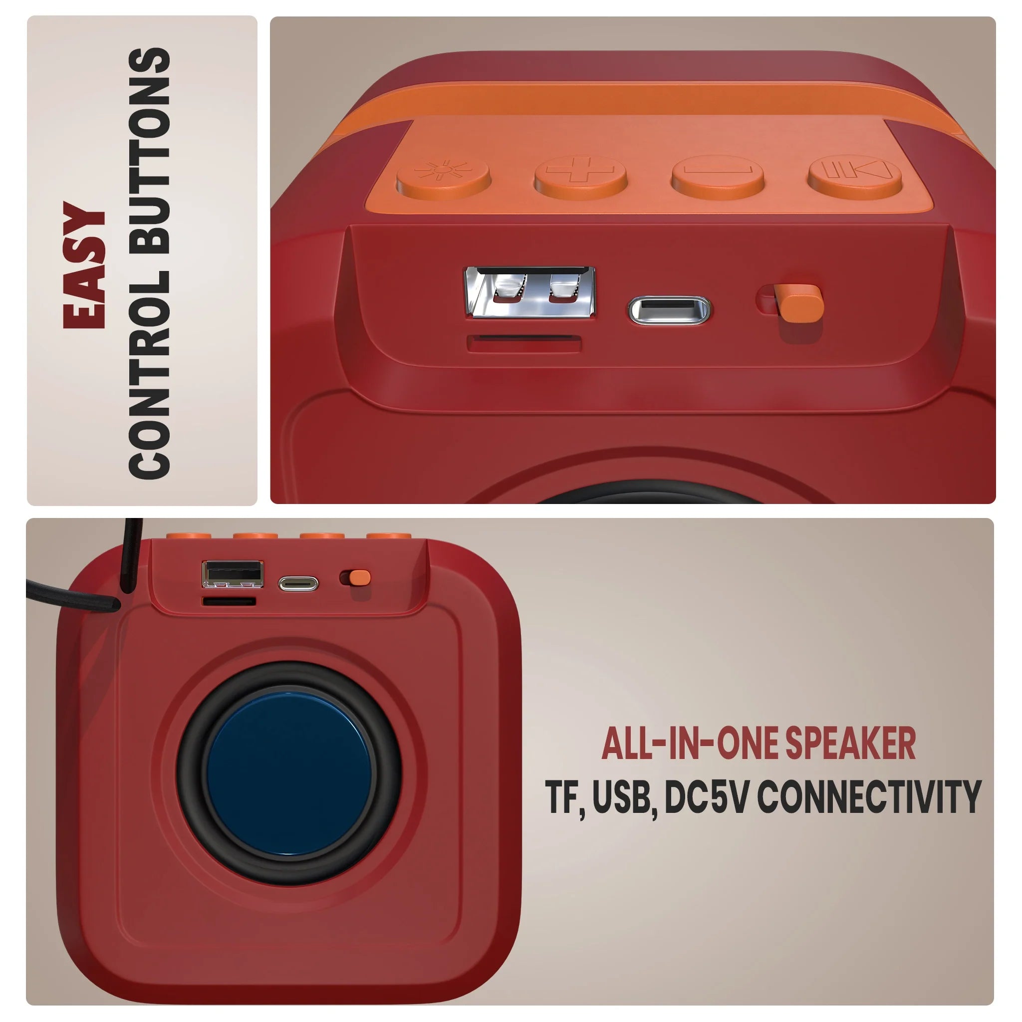 MakPower Endless Beats 10W Wireless Mini Speaker red wide compatibility 