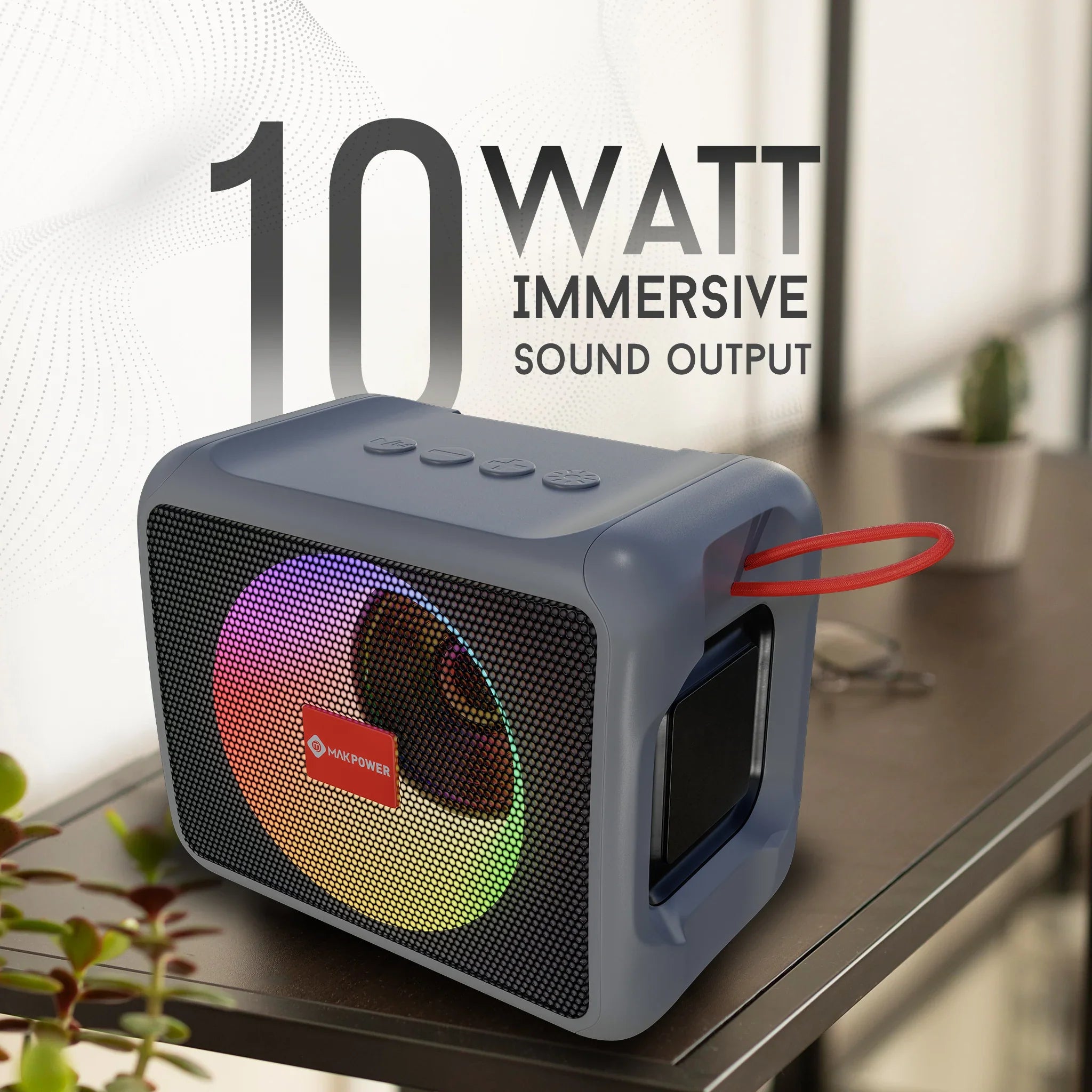 Mak Power 10W  Portable Wireless Bluetooth Speaker Grey