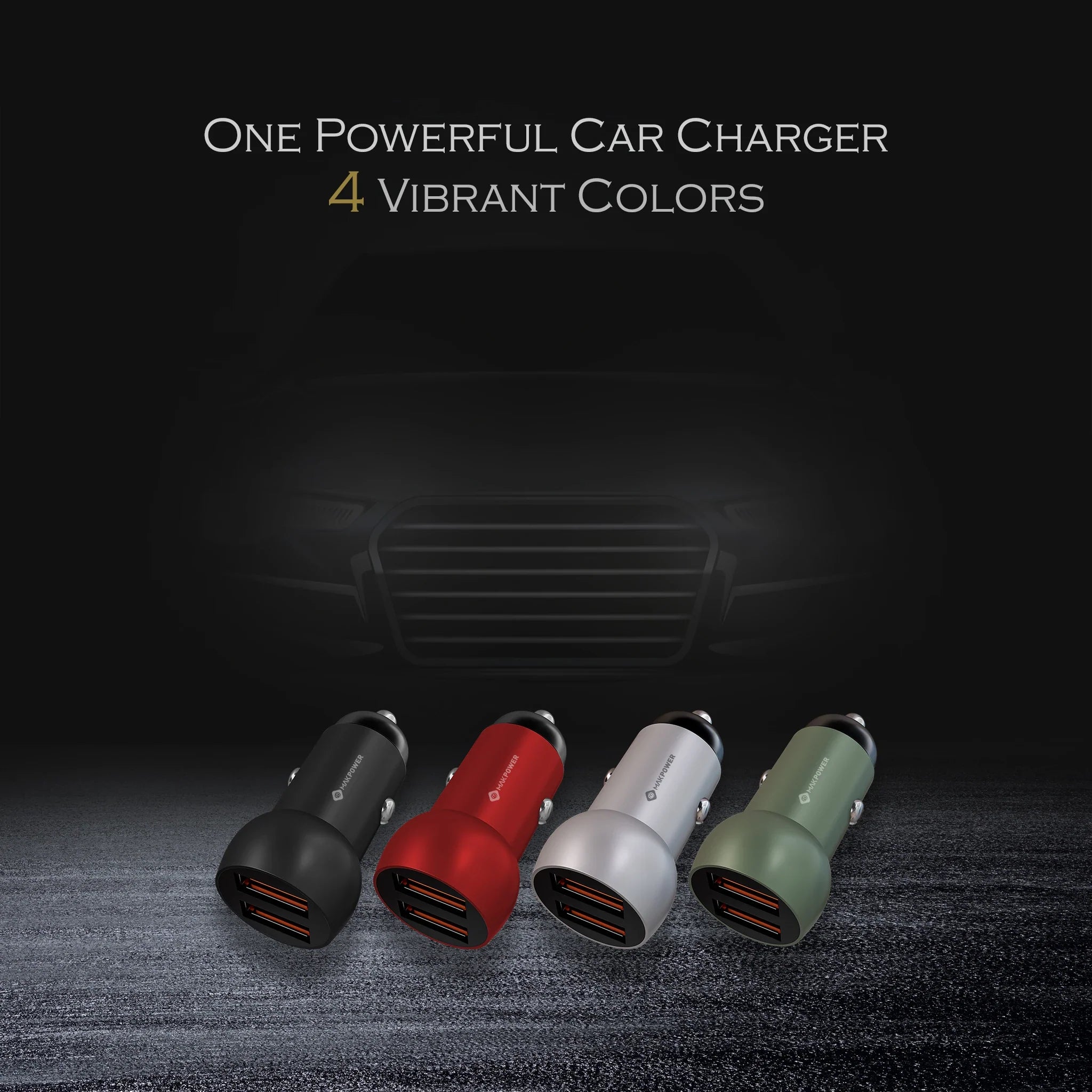 Compact car charger dual USB