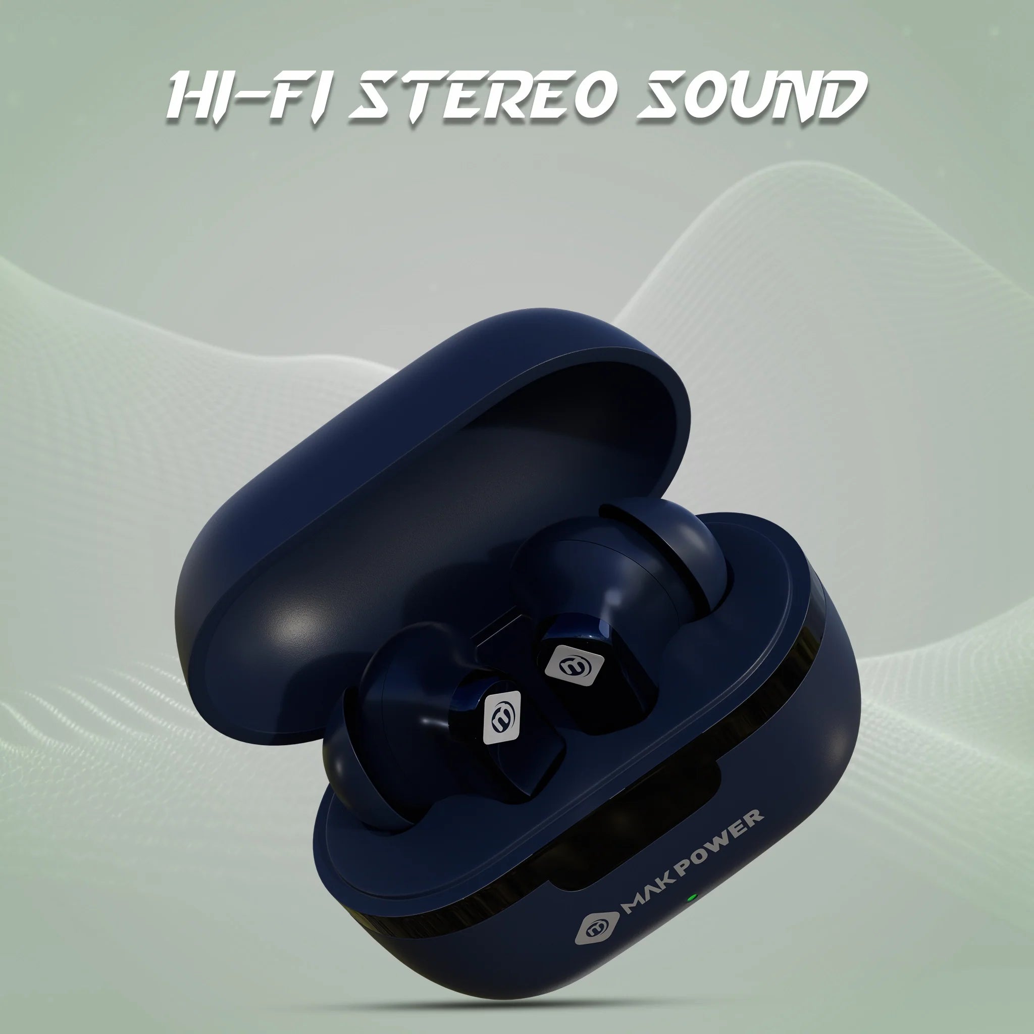 Budget-friendly TWS Earbuds MakPower_Music_Gear_25_Blue with Hi-Fi Stereo Sound