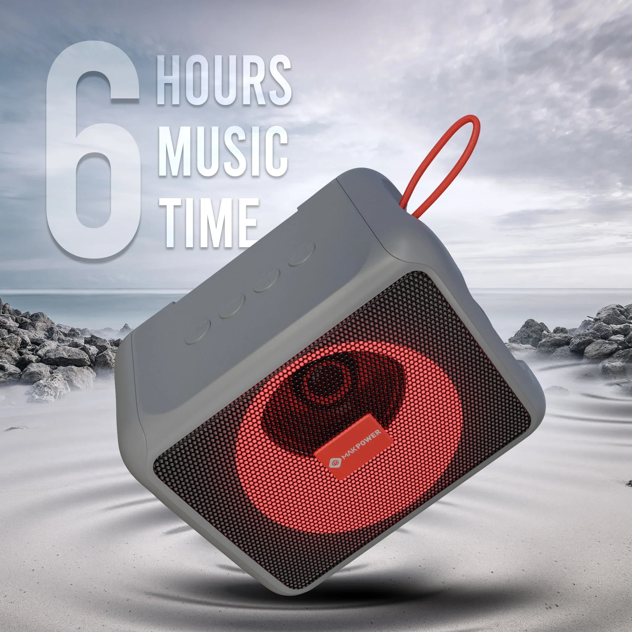 Mak Power RICH MUSIC Wireless Bluetooth Speaker with 6 Hours Playtime Grey