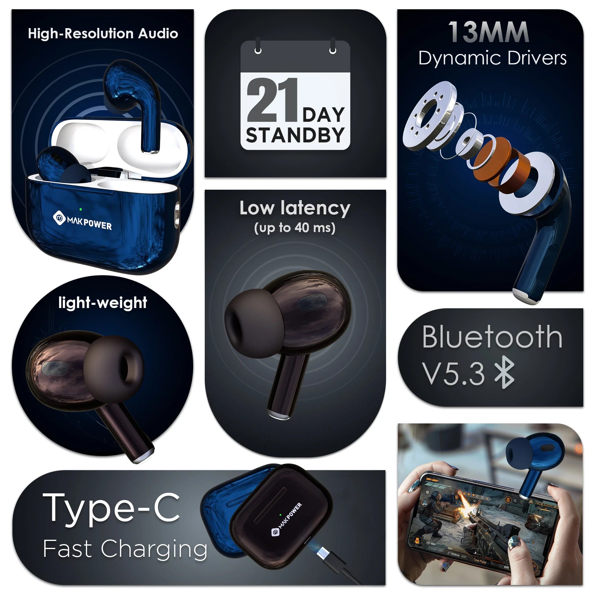 Mak Power wireless earbuds