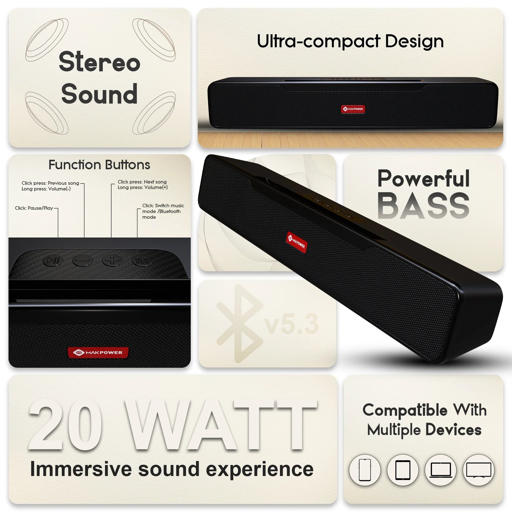 Portable Bluetooth Soundbar