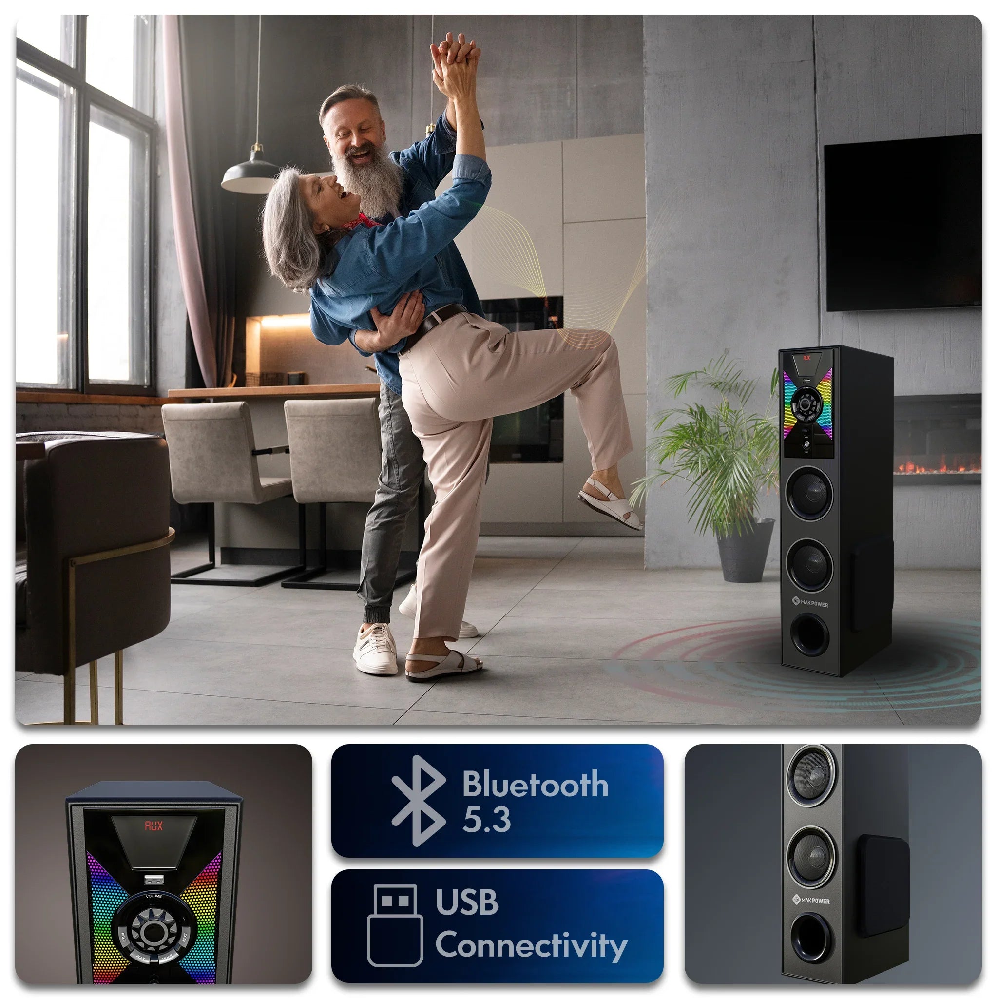 Wireless tower speakers